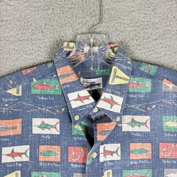 Reyn Spooner Shirt Men’s XL Blue Marine Life Skunk Hawaiian Party USA Vintage - Picture 3 of 8